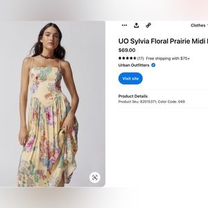 Floral Urban Outfitters dress. UO Sylvia Floral Prairie Midi Dress.